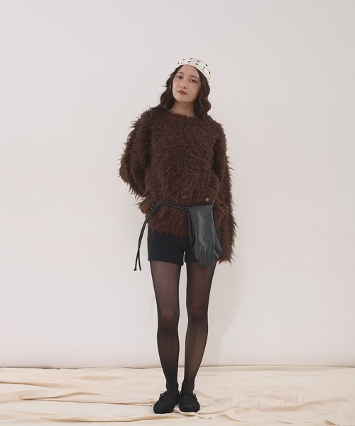 MUHET(ミュエータ)の「shaggy knit pullover / シャギーニットプルオーバー(ニット/セーター・レディース・ブラウン/カーキ/チャコールグレー・FREE)」の20枚目の写真