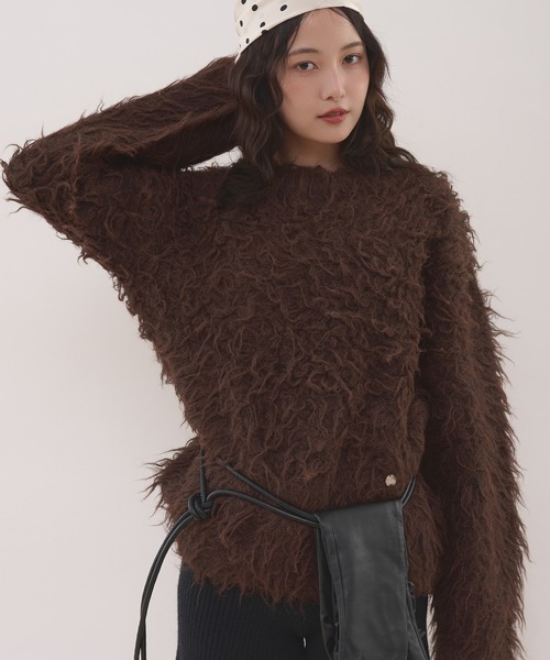 MUHET(ミュエータ)の「shaggy knit pullover / シャギーニットプルオーバー(ニット/セーター・レディース・ブラウン/カーキ/チャコールグレー・FREE)」の18枚目の写真