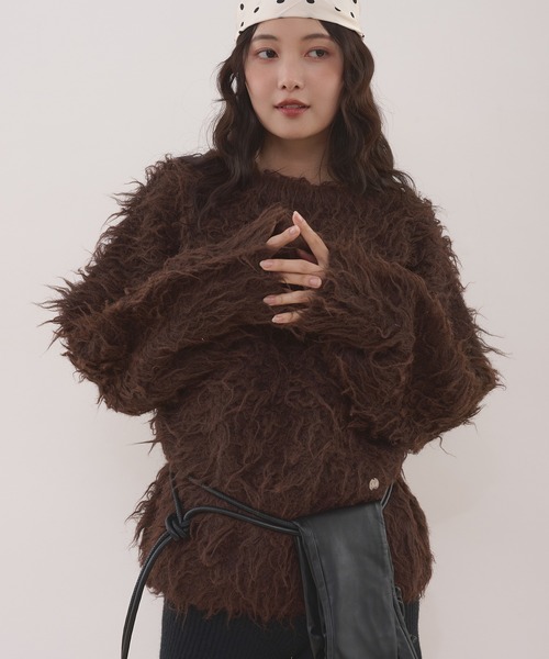 MUHET(ミュエータ)の「shaggy knit pullover / シャギーニットプルオーバー(ニット/セーター・レディース・ブラウン/カーキ/チャコールグレー・FREE)」の17枚目の写真