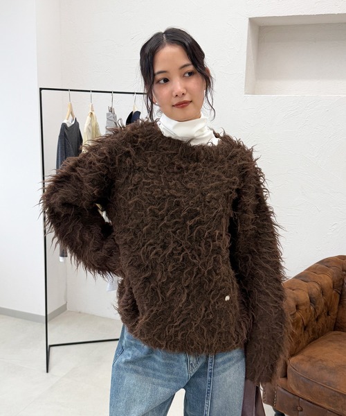 MUHET(ミュエータ)の「shaggy knit pullover / シャギーニットプルオーバー(ニット/セーター・レディース・ブラウン/カーキ/チャコールグレー・FREE)」の14枚目の写真