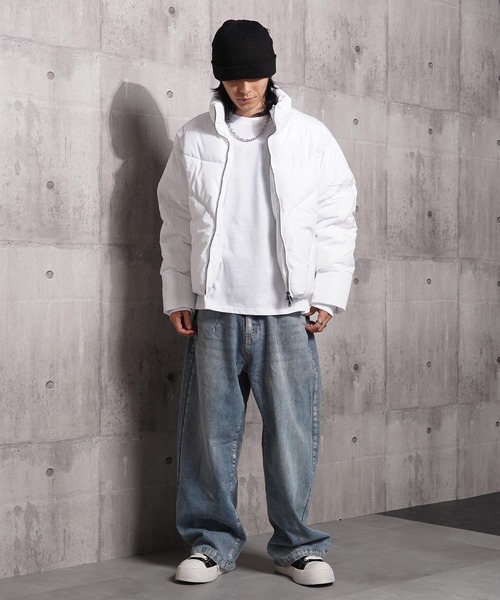 1111clothing(ワンフォークロージング)の「トライバル パフ ショートブルゾン / Tribal Puff Short Blouson(ダウンジャケット/コート・メンズ・ホワイト/ブラック・XL/L/M)」の7枚目の写真