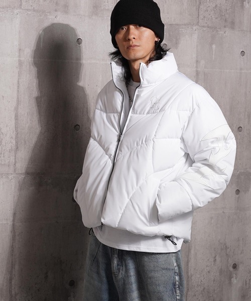 Columbia ダウンジャケット ホワイト 短丈 ドローコード パフジャケット Columbia ダウンジャケット ホワイト 短丈 ドローコード パフ