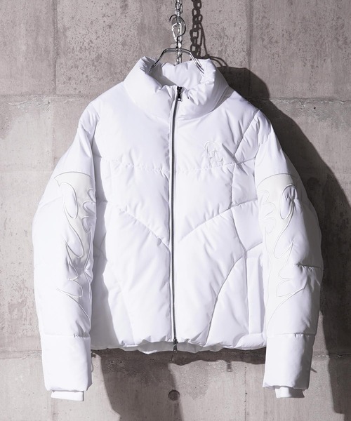 1111clothing(ワンフォークロージング)の「トライバル パフ ショートブルゾン / Tribal Puff Short Blouson(ダウンジャケット/コート・メンズ・ホワイト/ブラック・XL/L/M)」の4枚目の写真