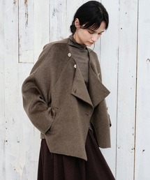 OLD TIMES（オールドタイムズ）の「【tageechita】ウール100% マルチボタンショートダブルフェイスコート（ノーカラーコート）」