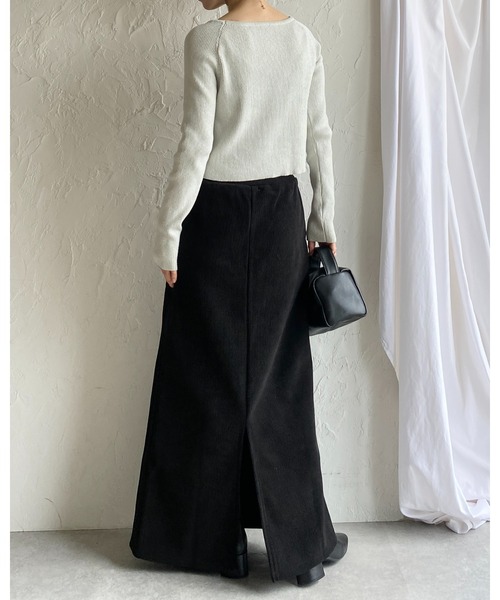 She's Closet(シーズクローゼット)の「裏起毛フリースタイトロングコーデュロイスカート(スカート・レディース・アイボリー/モカ/ブラック・M/L)」の7枚目の写真
