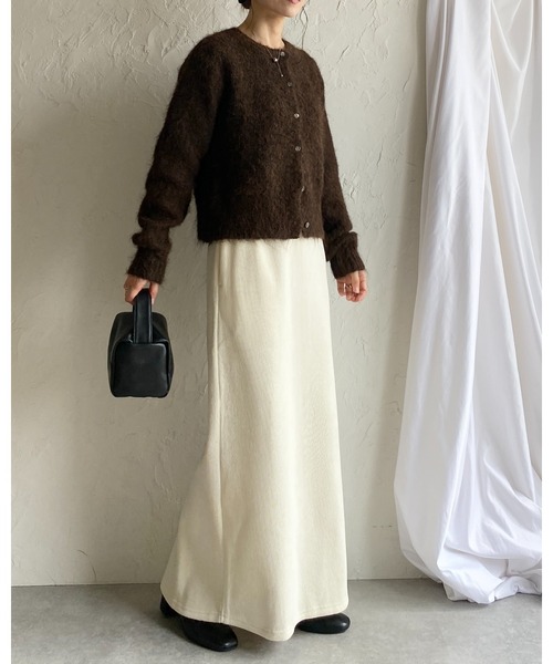 She's Closet(シーズクローゼット)の「裏起毛フリースタイトロングコーデュロイスカート(スカート・レディース・アイボリー/モカ/ブラック・M/L)」の8枚目の写真