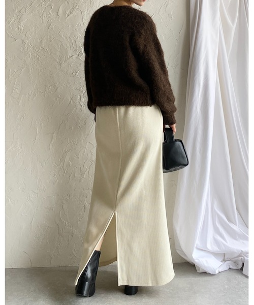 She's Closet(シーズクローゼット)の「裏起毛フリースタイトロングコーデュロイスカート(スカート・レディース・アイボリー/モカ/ブラック・M/L)」の9枚目の写真