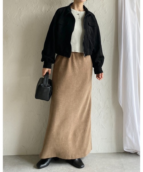 She's Closet(シーズクローゼット)の「裏起毛フリースタイトロングコーデュロイスカート(スカート・レディース・アイボリー/モカ/ブラック・M/L)」の11枚目の写真