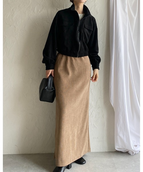 She's Closet(シーズクローゼット)の「裏起毛フリースタイトロングコーデュロイスカート(スカート・レディース・アイボリー/モカ/ブラック・M/L)」の12枚目の写真