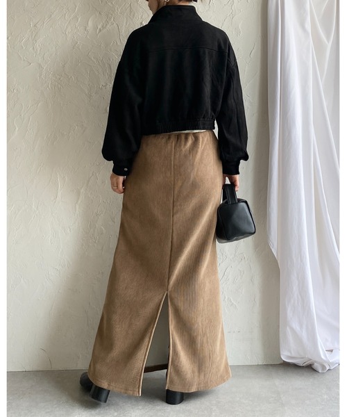 She's Closet(シーズクローゼット)の「裏起毛フリースタイトロングコーデュロイスカート(スカート・レディース・アイボリー/モカ/ブラック・M/L)」の13枚目の写真