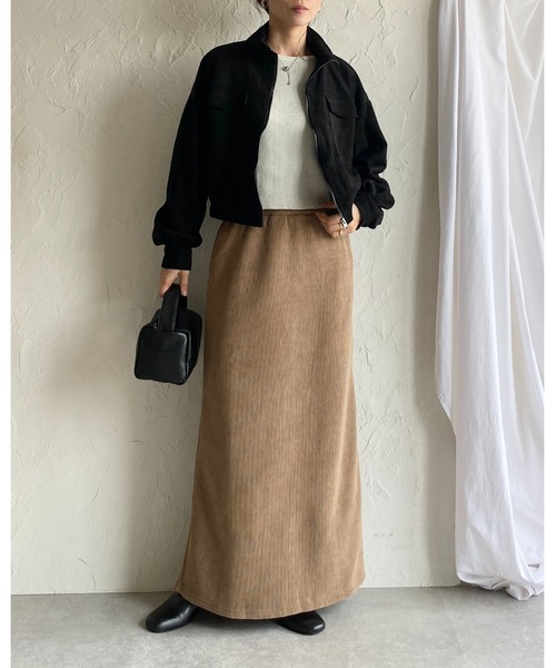 She's Closet(シーズクローゼット)の「裏起毛フリースタイトロングコーデュロイスカート(スカート・レディース・アイボリー/モカ/ブラック・M/L)」の14枚目の写真