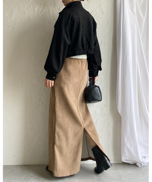 She's Closet(シーズクローゼット)の「裏起毛フリースタイトロングコーデュロイスカート(スカート・レディース・アイボリー/モカ/ブラック・M/L)」の16枚目の写真