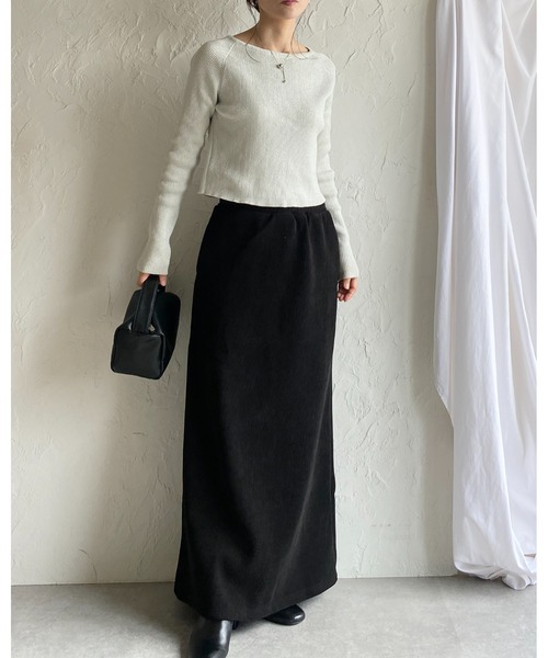 She's Closet(シーズクローゼット)の「裏起毛フリースタイトロングコーデュロイスカート(スカート・レディース・アイボリー/モカ/ブラック・M/L)」の18枚目の写真