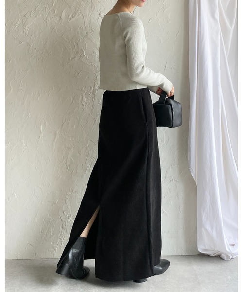 She's Closet(シーズクローゼット)の「裏起毛フリースタイトロングコーデュロイスカート(スカート・レディース・アイボリー/モカ/ブラック・M/L)」の20枚目の写真