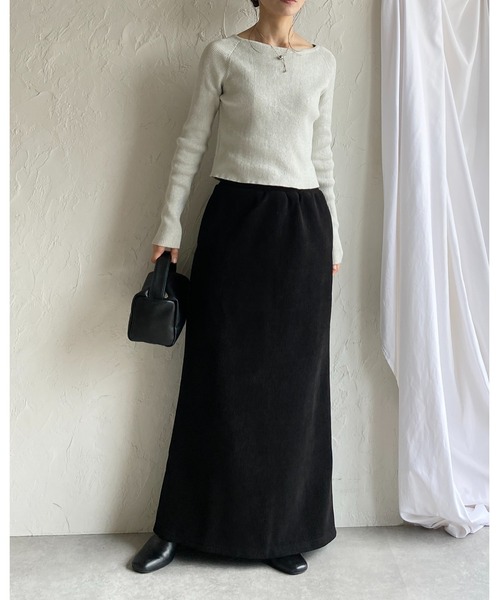 She's Closet(シーズクローゼット)の「裏起毛フリースタイトロングコーデュロイスカート(スカート・レディース・アイボリー/モカ/ブラック・M/L)」の21枚目の写真