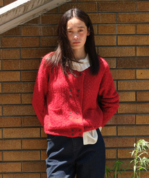 ALPACA EYELET CARDIGAN RED