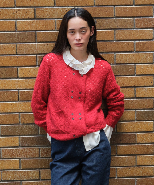 TTUDEMENT(トュードメント)の「ALPACA EYELET CARDIGAN RED(カーディガン/ボレロ・レディース・その他・FREE)」の2枚目の写真