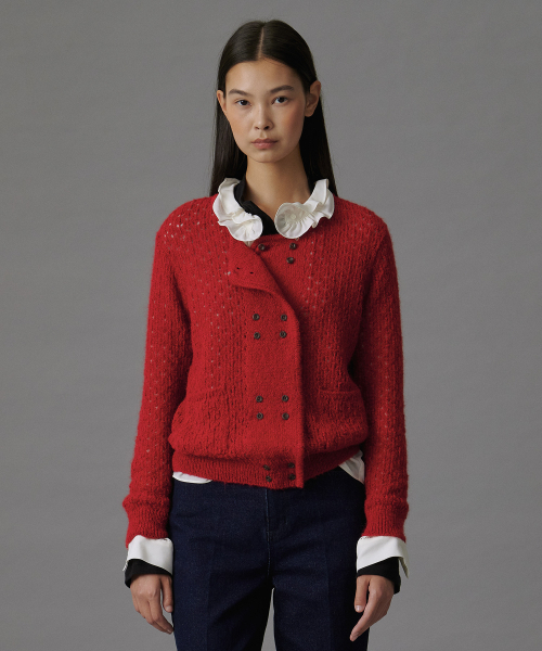 TTUDEMENT(トュードメント)の「ALPACA EYELET CARDIGAN RED(カーディガン/ボレロ・レディース・その他・FREE)」の3枚目の写真