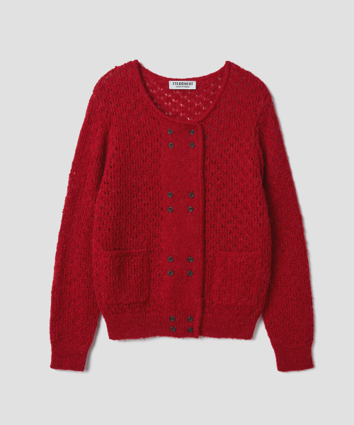 TTUDEMENT(トュードメント)の「ALPACA EYELET CARDIGAN RED(カーディガン/ボレロ・レディース・その他・FREE)」の4枚目の写真