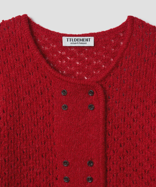 TTUDEMENT(トュードメント)の「ALPACA EYELET CARDIGAN RED(カーディガン/ボレロ・レディース・その他・FREE)」の6枚目の写真