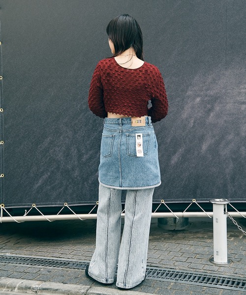 kotohayokozawa（コトハヨコザワ）の「WAVE PANELLED DYED PANTS（デニムパンツ・レディース・ホワイト・S/M）」の3枚目の写真