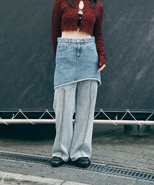 kotohayokozawa（コトハヨコザワ）の「WAVE PANELLED DYED PANTS（デニムパンツ・レディース・ホワイト・S/M）」の2枚目の写真