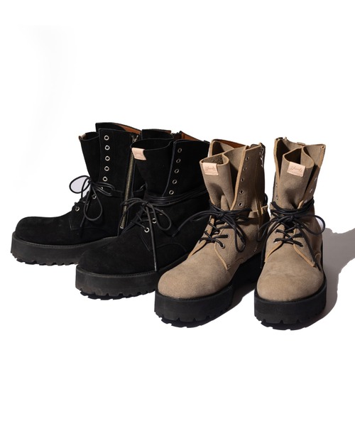glamb(グラム)の「Bohemian Drape Boots / ボヘミアンドレープブーツ(ブーツ・メンズ・ベージュ/ブラック・25.5/26.5/27.5/28.5)」の3枚目の写真