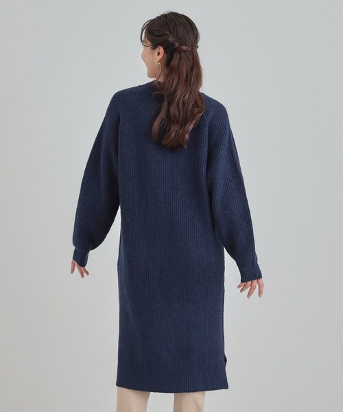 セール】【着丈選べる】ケーブル柄 ミックスニットワンピース