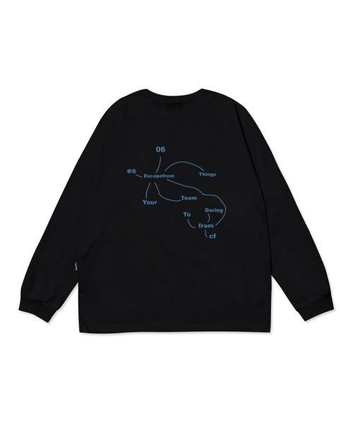 ESCAPEFROM（エスケープフロム）の「イニシャルマッププリントロングスリーブ [5カラー]（Tシャツ/カットソー・レディース・ホワイト/ブラック/ネイビー/ブラウン/ブラック×ホワイト・MEDIUM/LARGE/SMALL）」の7枚目の写真