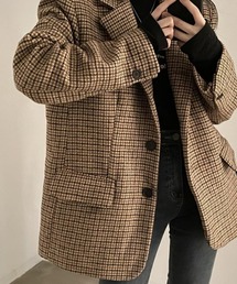 SEU（エスイーユー）の「チェック柄 オーバー テーラードジャケット オフィスカジュアル きれいめカジュアル レディース韓国（ダウンジャケット/コート・レディース）」