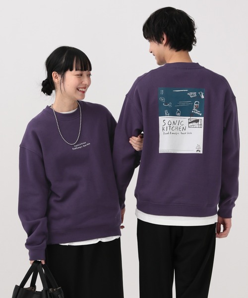 GLOBAL WORK（グローバルワーク）の「ソフトタッチスウェット/裏起毛/ロゴ/580800（スウェット・メンズ・パープル/ホワイト系その他2/チャコールグレー/ホワイト/グレー/カーキ・SMALL/LARGE/MEDIUM/X-LARGE）」の6枚目の写真