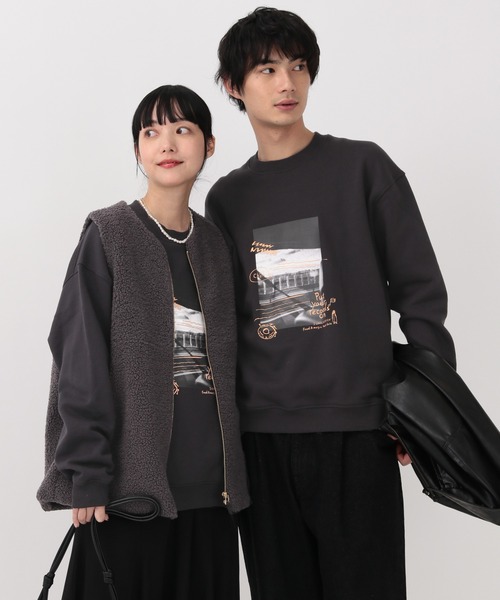 GLOBAL WORK（グローバルワーク）の「ソフトタッチスウェット/裏起毛/ロゴ/580800（スウェット・メンズ・パープル/ホワイト系その他2/チャコールグレー/ホワイト/グレー/カーキ・SMALL/LARGE/MEDIUM/X-LARGE）」の3枚目の写真