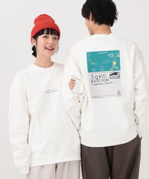 GLOBAL WORK（グローバルワーク）の「ソフトタッチスウェット/裏起毛/ロゴ/580800（スウェット・メンズ・パープル/ホワイト系その他2/チャコールグレー/ホワイト/グレー/カーキ・SMALL/LARGE/MEDIUM/X-LARGE）」の2枚目の写真