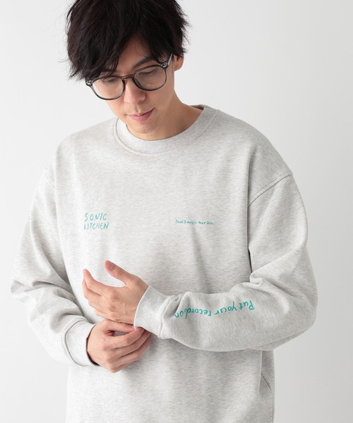 GLOBAL WORK（グローバルワーク）の「ソフトタッチスウェット/裏起毛/ロゴ/580800（スウェット・メンズ・パープル/ホワイト系その他2/チャコールグレー/ホワイト/グレー/カーキ・SMALL/LARGE/MEDIUM/X-LARGE）」の8枚目の写真