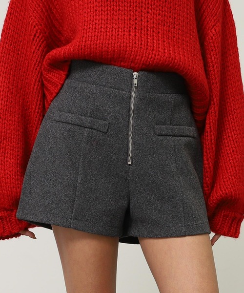 ANAP(アナップ)の「ウールタッチ ジップ デザイン ショート パンツ(その他パンツ・レディース・グレー/ブラック・F)」の2枚目の写真