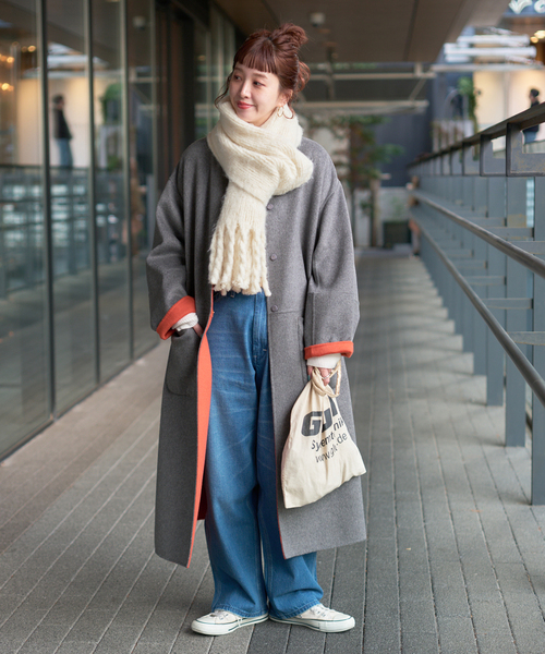 B.C STOCK(ベーセーストック)の「ラッセルニットマフラー(マフラー・レディース・サファリグリーン/チャコールグレー/ブルー/ベージュ/ピンク/ホワイト・FREE)」の7枚目の写真