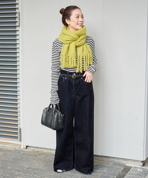 B.C STOCK(ベーセーストック)の「ラッセルニットマフラー(マフラー・レディース・サファリグリーン/チャコールグレー/ブルー/ベージュ/ピンク/ホワイト・FREE)」の10枚目の写真