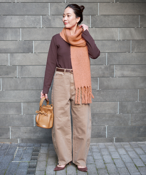 B.C STOCK(ベーセーストック)の「ラッセルニットマフラー(マフラー・レディース・サファリグリーン/チャコールグレー/ブルー/ベージュ/ピンク/ホワイト・FREE)」の13枚目の写真