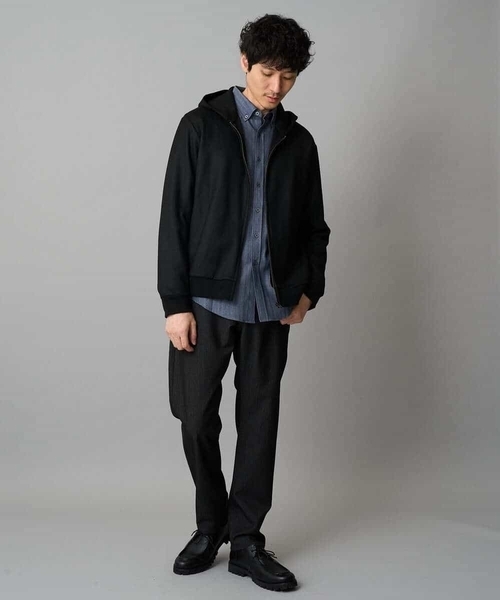 a.v.v（アーヴェヴェ）の「【イージーケア/毛玉になりにくい】ヘリンボーンダブルフェイスシャツ【洗濯機で洗える】（シャツ/ブラウス・メンズ・グレー/ネイビー・46/48）」の7枚目の写真