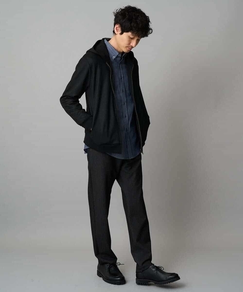 a.v.v（アーヴェヴェ）の「【イージーケア/毛玉になりにくい】ヘリンボーンダブルフェイスシャツ【洗濯機で洗える】（シャツ/ブラウス・メンズ・グレー/ネイビー・46/48）」の8枚目の写真