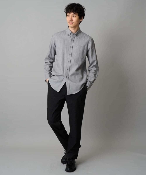 a.v.v（アーヴェヴェ）の「【イージーケア/毛玉になりにくい】ヘリンボーンダブルフェイスシャツ【洗濯機で洗える】（シャツ/ブラウス・メンズ・グレー/ネイビー・46/48）」の9枚目の写真