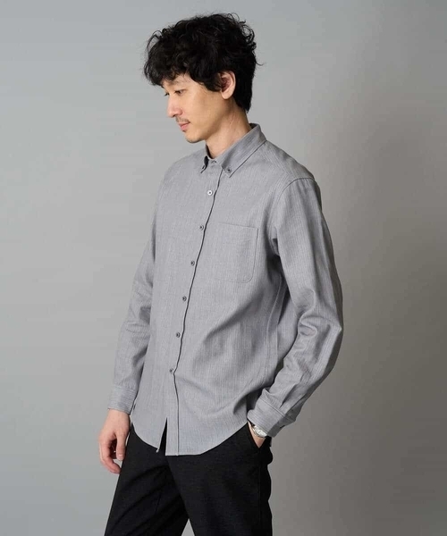 a.v.v（アーヴェヴェ）の「【イージーケア/毛玉になりにくい】ヘリンボーンダブルフェイスシャツ【洗濯機で洗える】（シャツ/ブラウス・メンズ・グレー/ネイビー・46/48）」の21枚目の写真