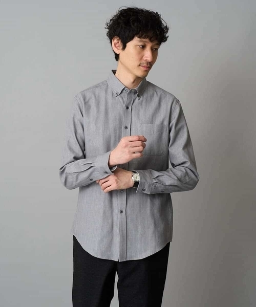 a.v.v（アーヴェヴェ）の「【イージーケア/毛玉になりにくい】ヘリンボーンダブルフェイスシャツ【洗濯機で洗える】（シャツ/ブラウス・メンズ・グレー/ネイビー・46/48）」の22枚目の写真