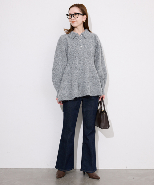 SLOBE IENA(スローブイエナ)の「ペプラムニット(ニット/セーター・レディース・チャコールグレー/ブラック・FREE)」の3枚目の写真