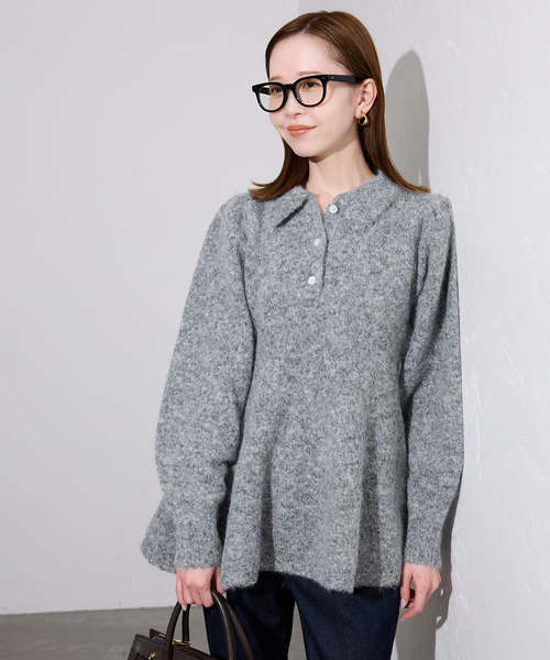 SLOBE IENA(スローブイエナ)の「ペプラムニット(ニット/セーター・レディース・チャコールグレー/ブラック・FREE)」の6枚目の写真