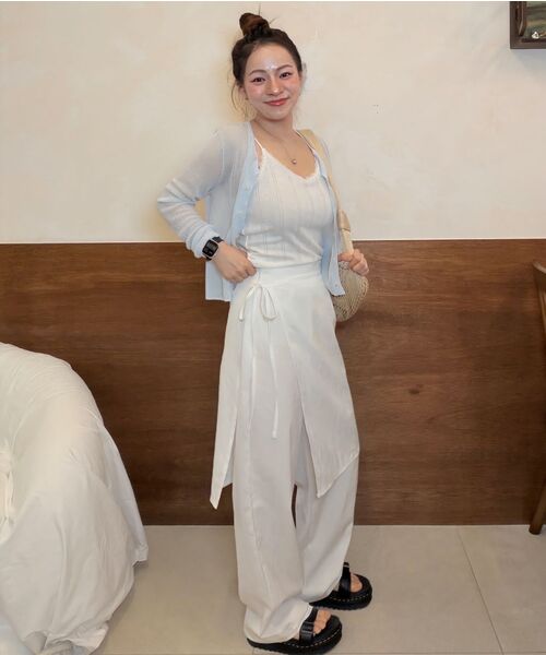 WEDNESDAYOASISFORWOMEN（ウェンズデー オアシス フォー ウーマン）の「デイジーレイヤードラップスカートパンツ_ホワイト(W25-PT17)（その他パンツ・レディース・ホワイト・SMALL/MEDIUM）」の8枚目の写真