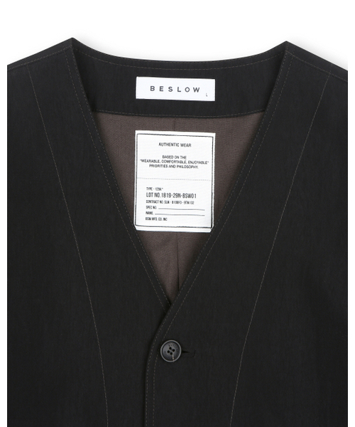 BESLOW(ビースロー)の「COLLARLESS JACKET LUSTRE BLACK(テーラードジャケット・メンズ・その他・SMALL/MEDIUM/LARGE/X-LARGE)」の2枚目の写真