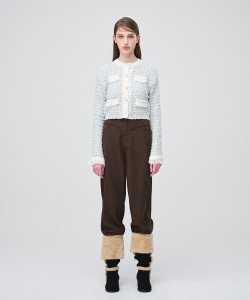 ETMON(エトモン)の「Mix Tweed Fringe Knit Cardigan Cream(カーディガン/ボレロ・レディース・その他・FREE)」の4枚目の写真