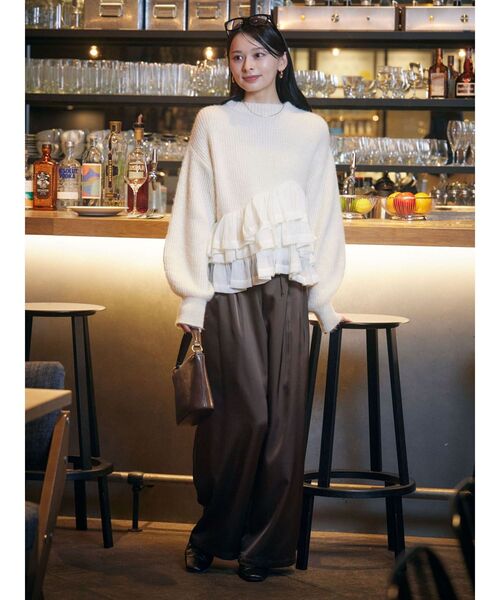 LAGUNAMOON（ラグナムーン）の「ウエストドロストサテンパンツ（その他パンツ・レディース・ブラック/ブラウン・MEDIUM/SMALL）」の2枚目の写真