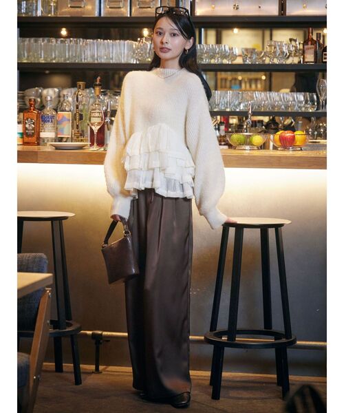 LAGUNAMOON（ラグナムーン）の「ウエストドロストサテンパンツ（その他パンツ・レディース・ブラック/ブラウン・MEDIUM/SMALL）」の5枚目の写真